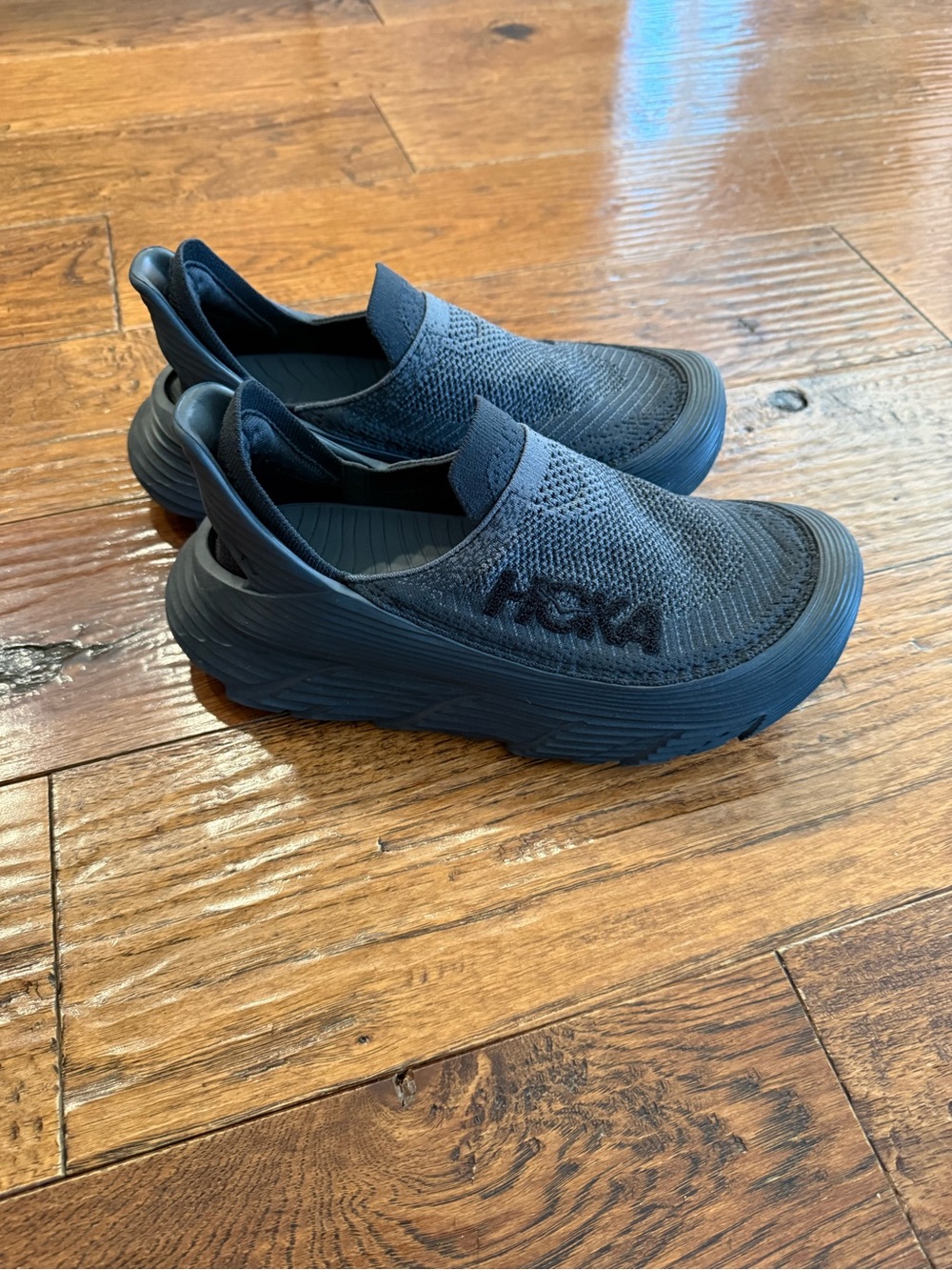 Hoka Black Slip-On Knit Running Shoes